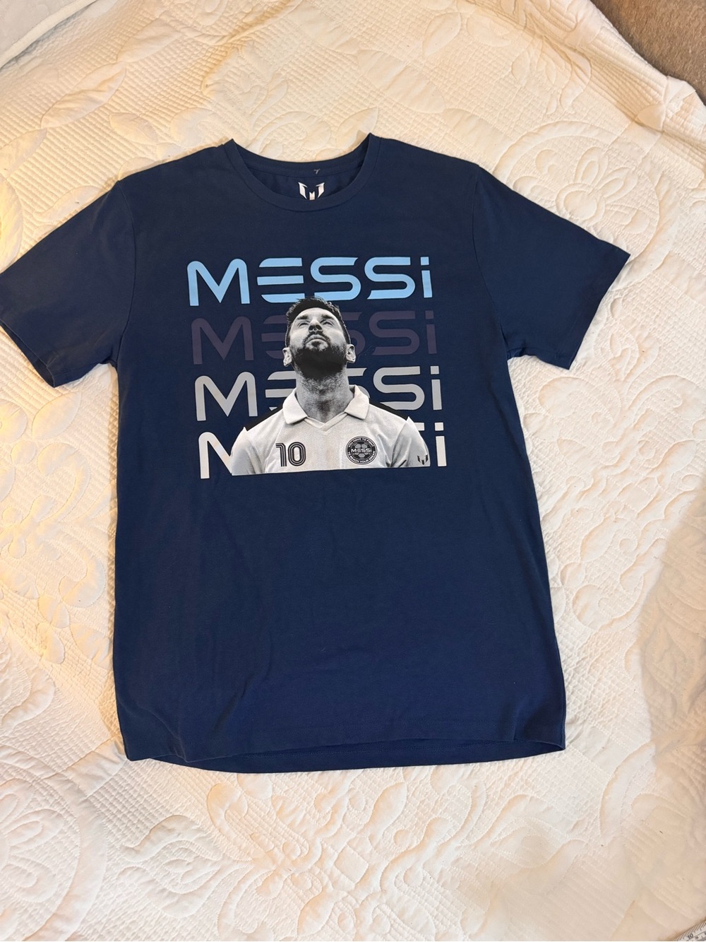 Men's Navy Messi Graphic Short Sleeve Tee